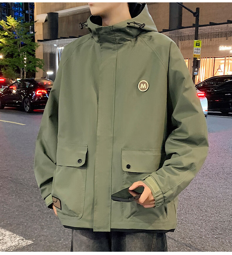 SWAMP AREA Men's Spring Autumn Windproof Waterproof Workwear Jacket Trendy Versatile SWC686 Military Green M 10