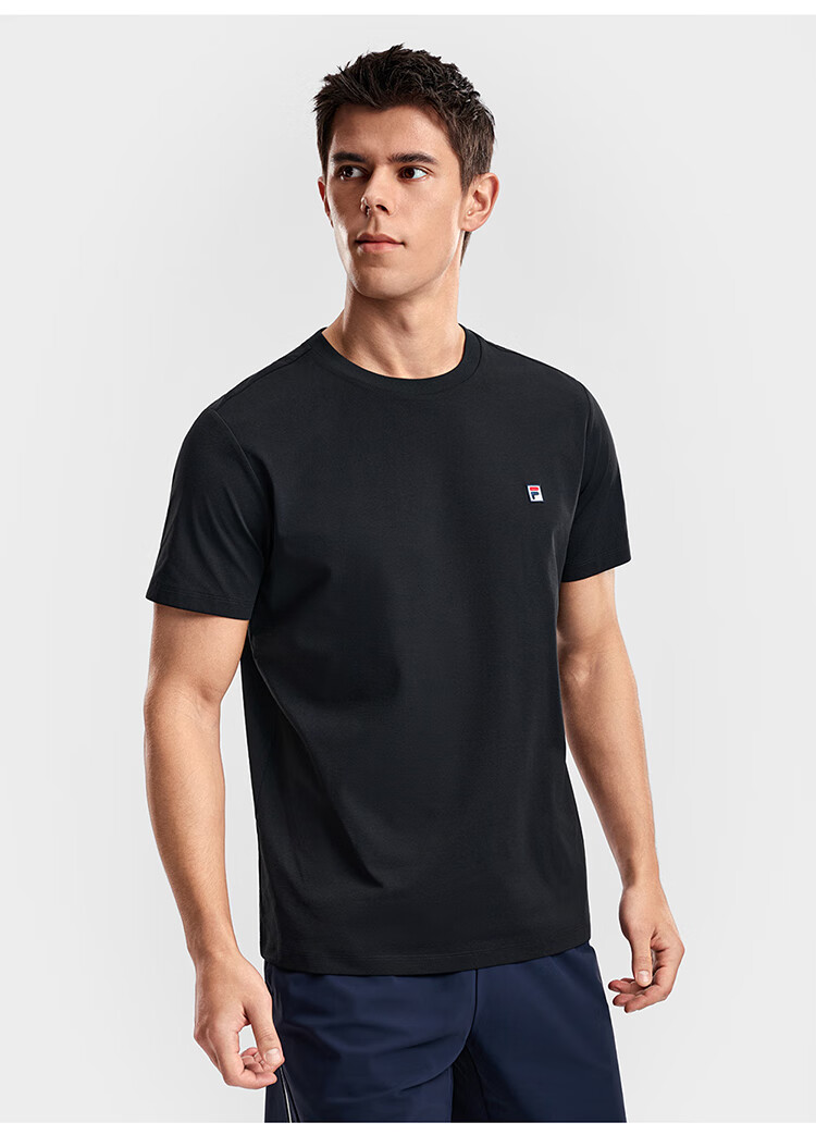FILA Official Men's Short Sleeve T-Shirt 2026 Summer Tennis Moisture-Wicking Quick-Dry Knit Sun Protection Crew Neck Top 37