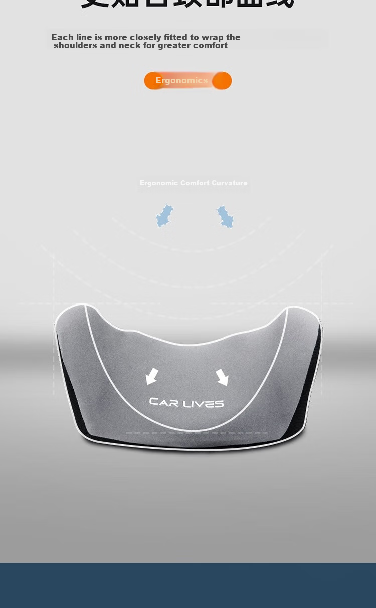 Car Lives, Car Headrest, Neck Pillow for Car, Cervical Pillow for Car Seat, Car Interior Seat Cushion, Gray 6