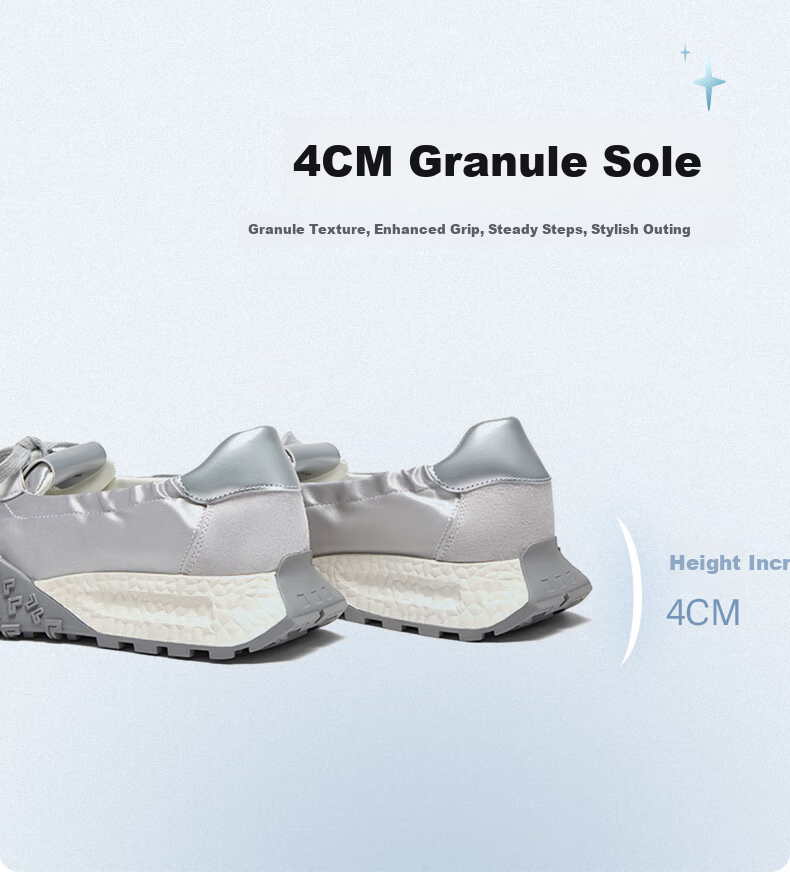 Basto [Little Carp] Thick Sole Ballet Training Shoes A-Gan Shoes Women's Casual Shoes D3063BA5 Silver Gray 38 9