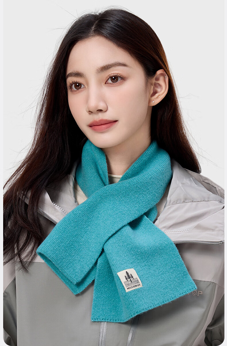 MISSION UV Pure Wool Small Scarf Women Autumn Winter Warm Neck Warmer Lightweight Outdoor Short Scarf 7