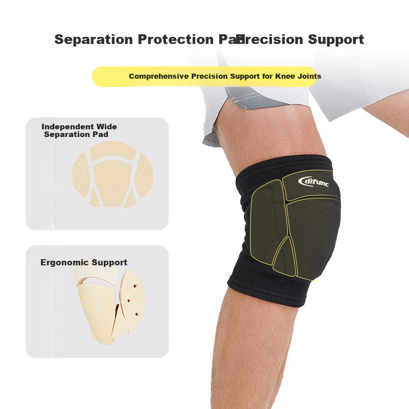 D&M Professional Volleyball Knee Pad Sports 6-Segmented Padded Protection Kneeling Anti-Collision Anti-Fall Goalkeeper Black One Piece