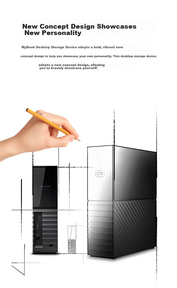 Western Digital (WD) Portable Hard Drive, 8TB, USB3.0, Desktop Storage, My Book, 3.5-Inch, Large Capacity, Mechanical Hard Drive, Mobile Desktop Enterprise-Level Office Use, External Encrypted 3