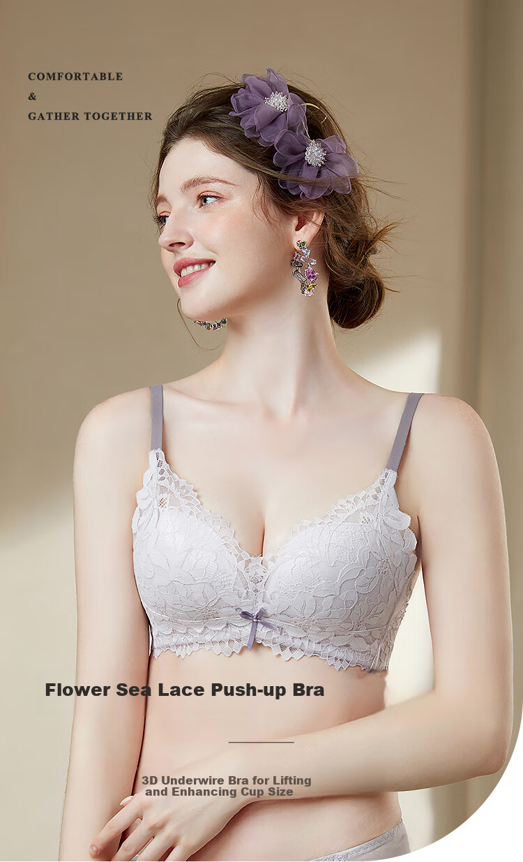 Moonbadi Women's Bra Set for Small Breasts, Push-Up, Wireless, Lift, Sexy Lace, Side Support, And Breast Reductio 1