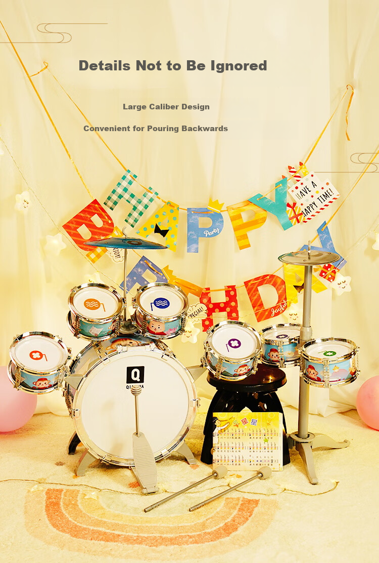 QIAO WA BAO BEI Kids Drum Set Children's Gift Toy for Ages 1-5 Birthday Present for Boys and Girls Early Education New Year Toy 4
