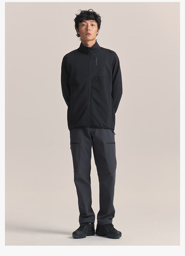 JD Original Winter F1 Series Windproof Fleece Jacket And Pants, Outdoor Sports Warm Coat, Half-Zip Shirt, Black Truffle, 2XL 4