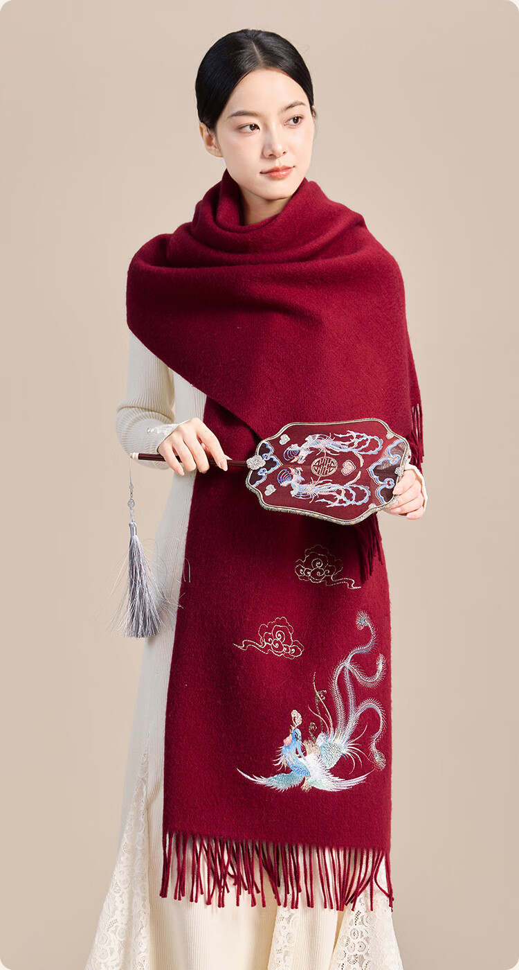 JIUMU Pure Wool Scarf for Women Elegant Warm Shawl Large Wrap Gift Box Mother's Day Birthday Present 6