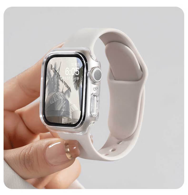 Iboann Transparent Bumper Hard Case Protective Cover for Apple Watch Series 11/10 42mm, Shockproof Hollow Frame Half-Wrap Shell 11