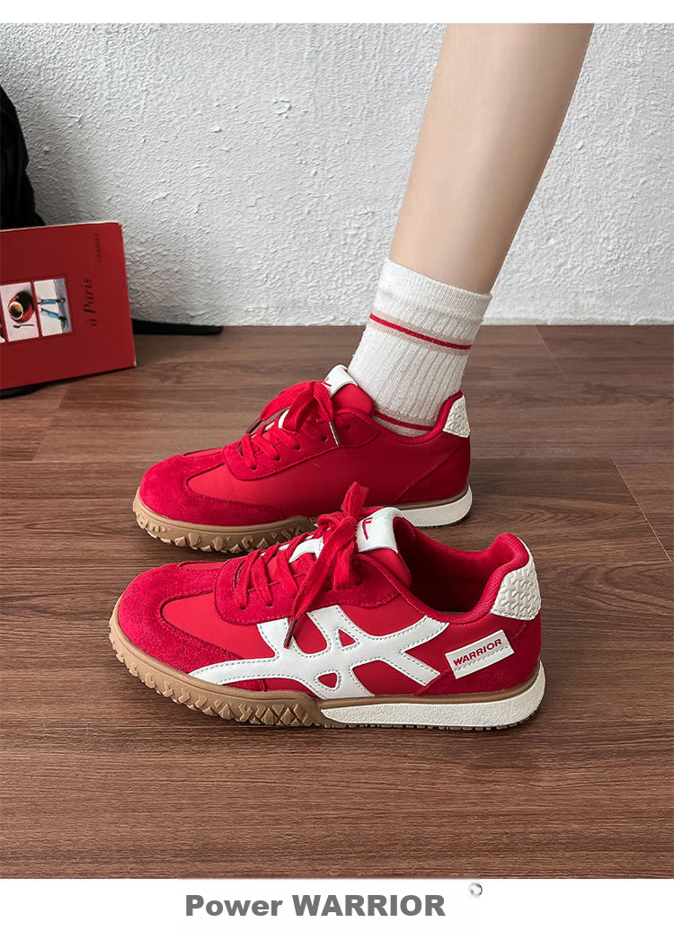 Warrior Red Training Shoes for Women, Autumn Women's Shoes, Retro Niche Versatile Casual Sneakers for Women 5062 Beige/black 39 9