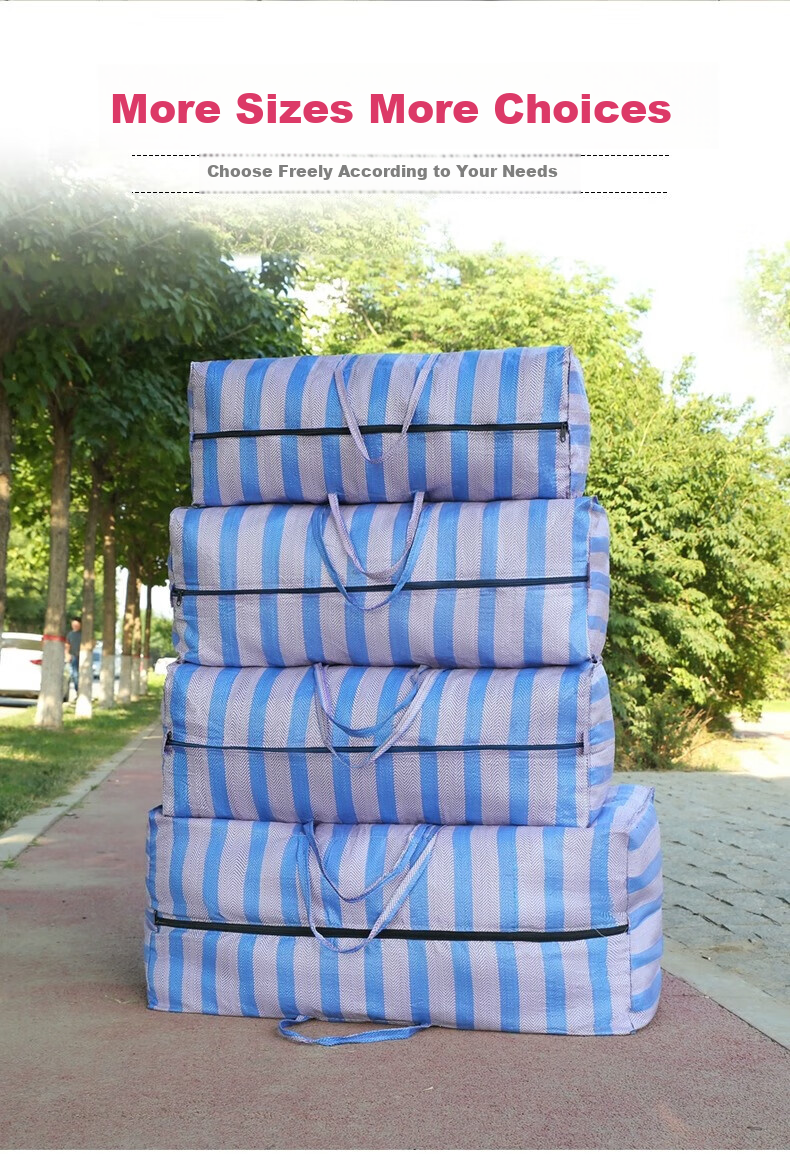 Miaoxinsi PE Woven Bags, Blue And White Plaid Moving Bags, Snake Skin Bags, Packing Essentials, 151L Blue, Pack of 3 5
