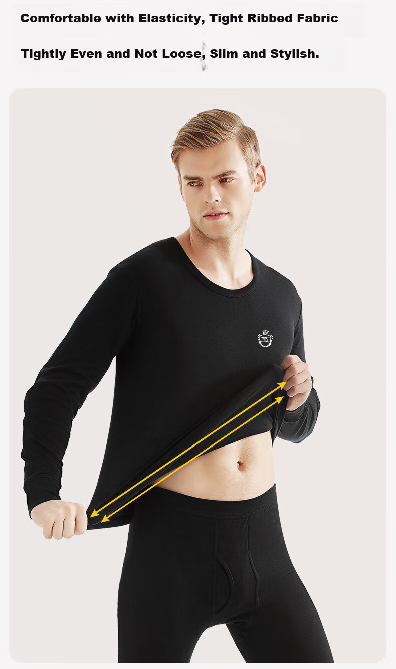 SEPTWOLVES [Antibacterial] Thermal Underwear for Men, Autumn And Winter Pure Cotton Undershirt And Pants Set, All-Cotton Base Layer Top And Bottom 13