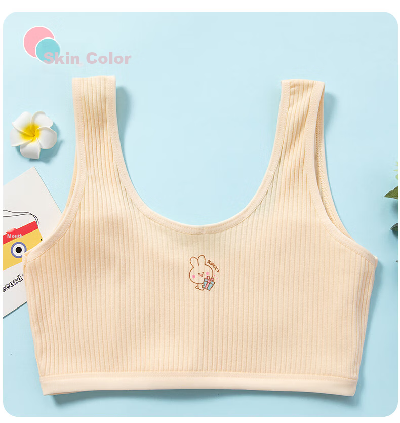 Dingguagua 2-Piece Girls' Underwear, First Stage Children's Puberty Cotton Anti-Nipple Show Bra for 8-14 Year Old Girls 9