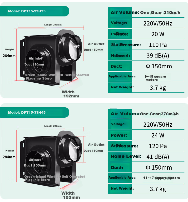 Nedfon DPT10-11 Split Duct Fan, Hotel Bathroom Exhaust Fan, Ventilation Fa 3