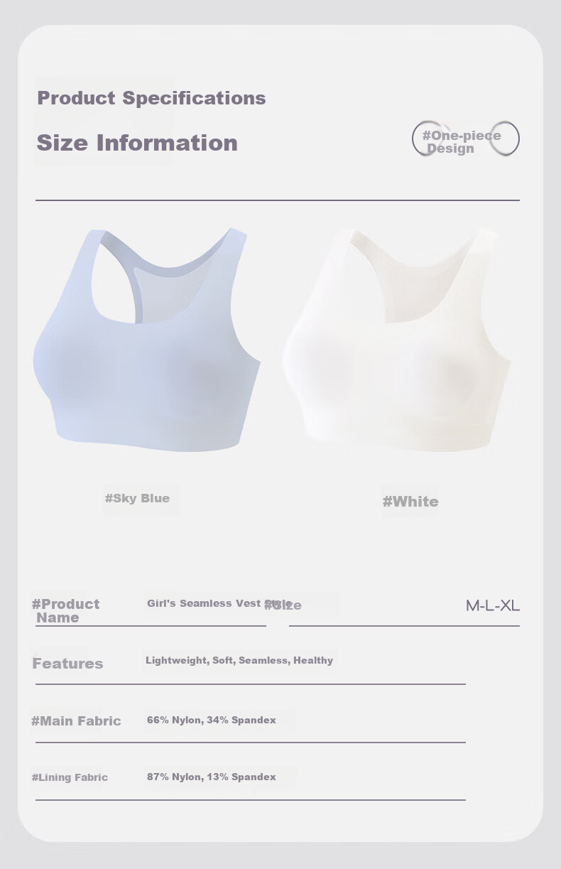 Ailier &ouluola Girls' Underwear, for Puberty Ages 12-16, Student Teenage Girls' Camisole, 6251 White, XL 7