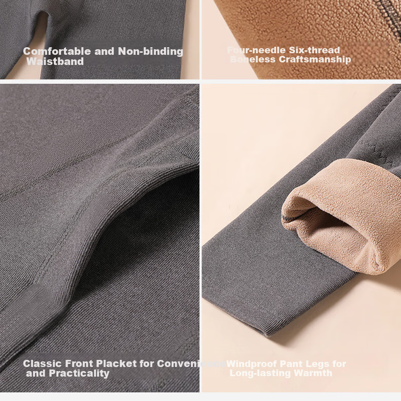 SNOWFLYING [Wool And Silk Knee Pads] New Autumn Men's Thermal Pants, Fleece-Lined Thick Knee Pads Cotton Pants Autumn Long Johns Cold-Proof 3XL 20