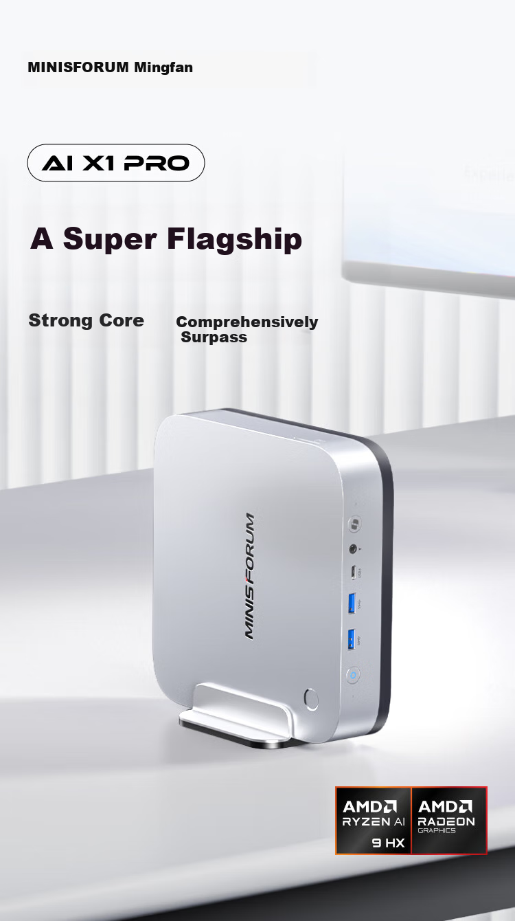 Mingfan X1 Pro Ryzen AI9 HX 370 Mini PC, AI Desktop Computer, AMD Gaming And Office OpenCLaw Mini PC, 64GB RAM + 1TB Storage 1