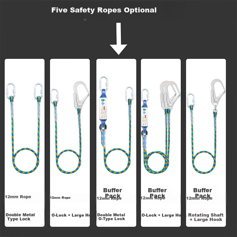 Guangjia (GJ) Five-Point Safety Harness for High-Altitude Construction Sites, Shipped from Jingcang Warehouse [Double Large Hooks with 2-Meter Buffer] 7