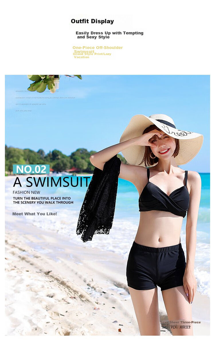 Yifu Bikini Swimsuit for Women, Instagram-Style Three-Piece Set, Korean Hot Spring Style, Chanel-Inspired Conservative Tummy-Covering Slimming Swimwear 6