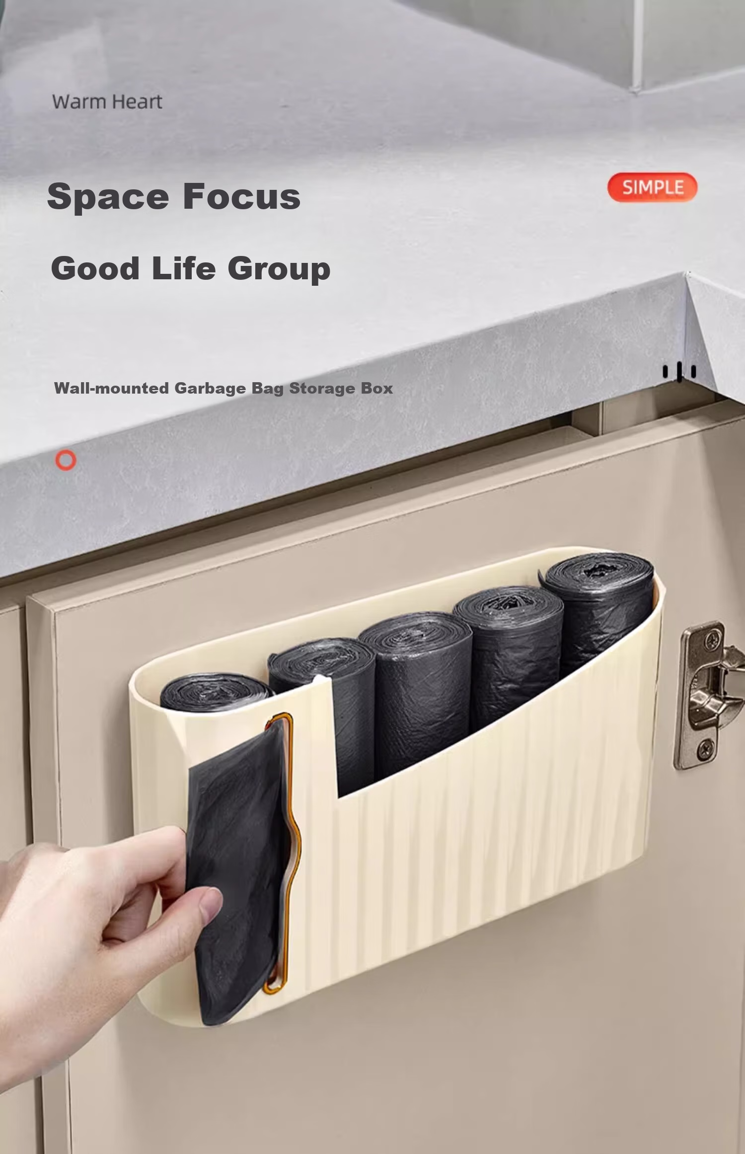 Jiadu Garbage Bag Storage Organizer, Kitchen Wall-Mounted Pull-Out Plastic Bag Storage Box, No Drilling Required, Convenient Bag Storage Rack 1