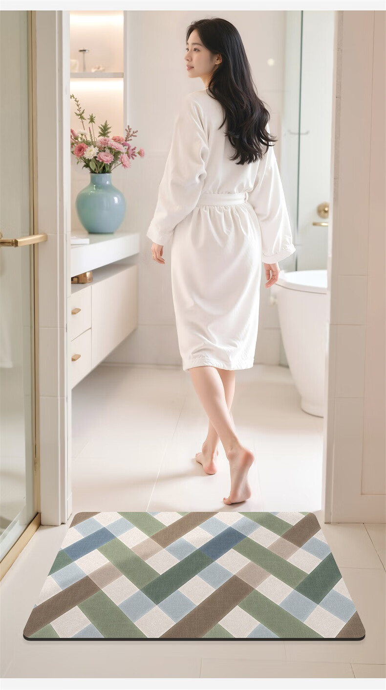 Da Jiang Bathroom Floor Mat Non-Slip Water Absorbent Toilet Entrance Bath Mat 40x60cm 4