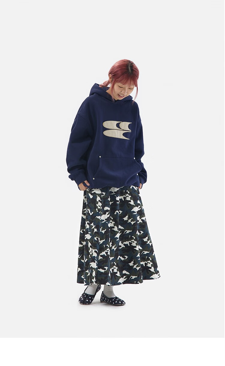 Crying Center Blue Wool Layered 3C Logo Fleece Sweatshirt Deep Blue S [Wen Qi Same Style] 19