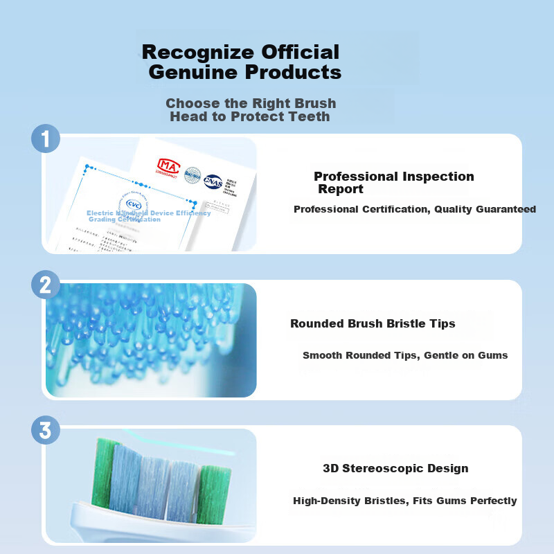 Midea Electric Toothbrush Heads [TYWR1], Compatible with YM502/YM6pro/YM3/S1PX/YS7 Brush Heads, 2 Pieces