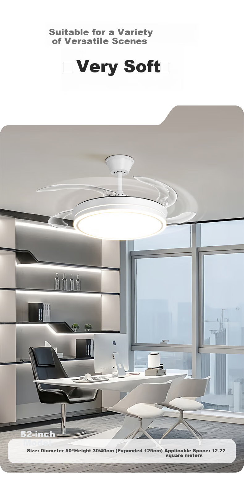HP Pure Light Invisible Fan Lamp Integrated Dining Room Ceiling Fan Light Bedroom Zhongshan Lighting Zhenzhiguang with Installation Service 9