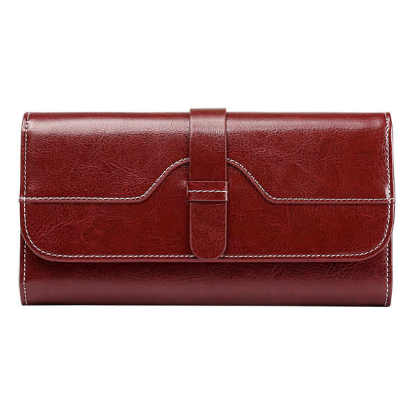 TUCANO Women's Long Leather Wallet 2026 Vintage Style Red Multi-Card Holder Oil Wax Card Case Birthday Gift