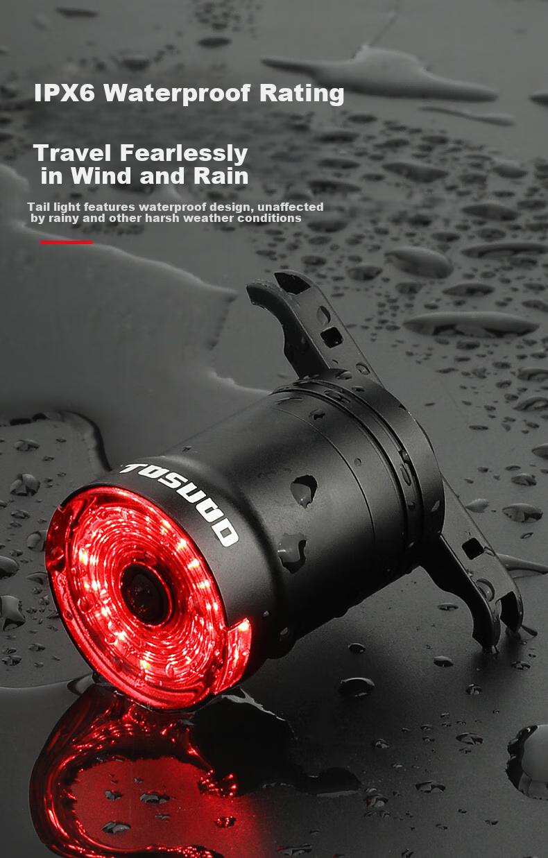 Tasiduizhang Bicycle Taillight, Mountain Bike Sensor Safety Warning Light, High Brightness Flashing Cycling Equipment, Handlebar Model 10