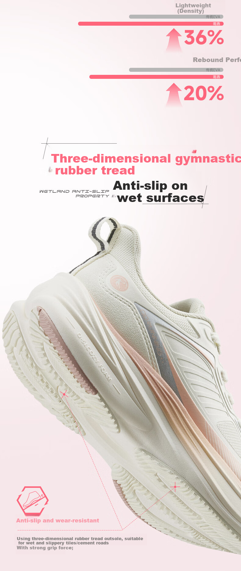 QIAODAN Yuyanlite Women's Running Shoes, Leather Upper, Waterproof, Lightweight, Commuter Jogging Shoes, Water-Resistant Technology Sneakers 12