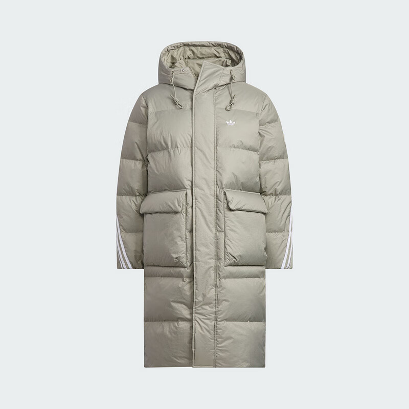 Adidas Originals 3S LONG DOWN U Unisex Long Down Jacket KF3698 Silver Gray S 7