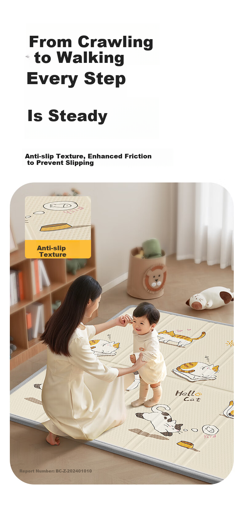 Beiboshi Babybox Cat Paw Crawling Mat, Infant Play Mat, Antibacterial XPE Thickened Foldable, 200*180*2cm 7