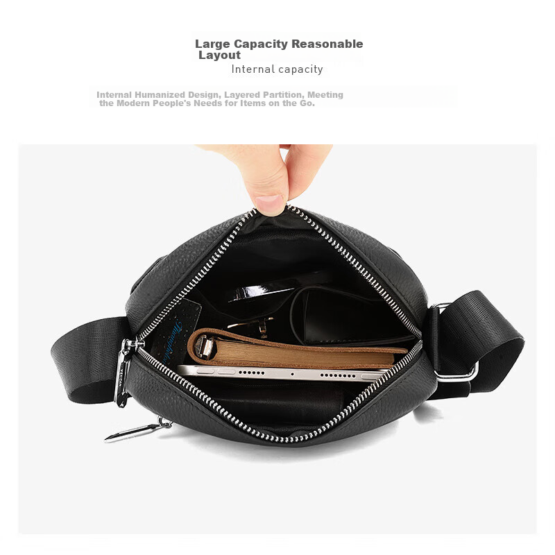 MEXICAN Men's Single-Shoulder Crossbody Handbag, Top-Grain Leather, Commuter Bag, Business Fashion, Travel-Friendly, Lightweight, Large Capacity, Birthday Gift