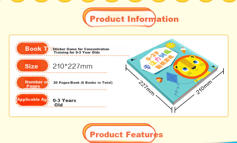 BANGSON 0-3 Years Old Concentration Training Sticker Book, Quiet Book for Girls, Educational Toy for Boys, Children's Birthday Gift 3