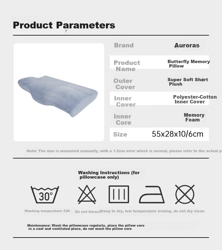 Aeromax , Butterfly Memory Foam Pillow, Cervical Spine Adult Low Rebound Pillow Core, Butterfly Wing Pillow, Student Dormitory Single Sleeping Pillow 3