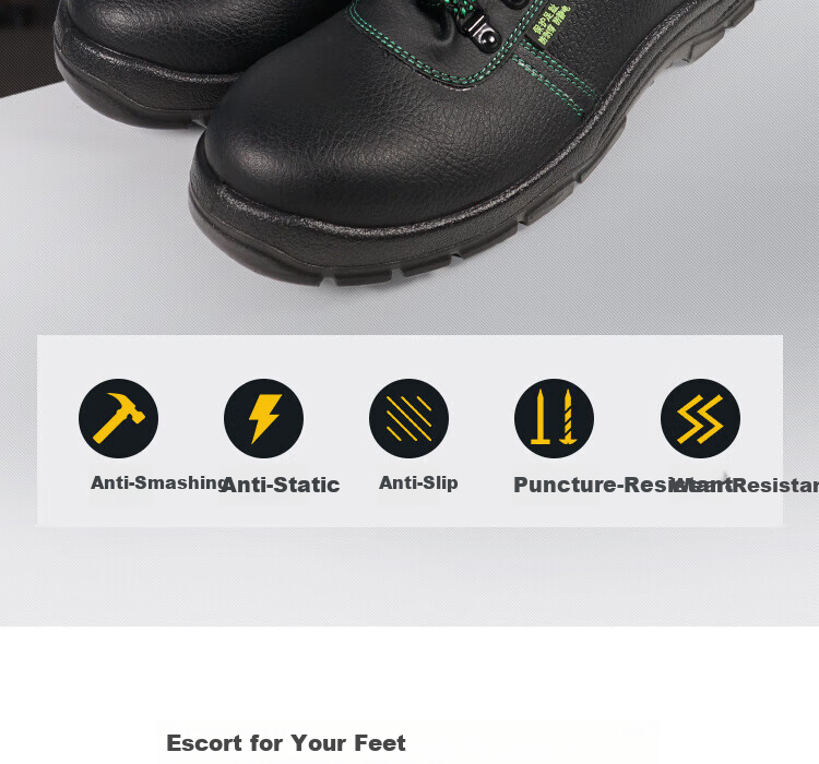 DUNWANG Safety Shoes 2377, Steel Toe Anti-Smashing Puncture-Resistant Anti-Static Cowhide Non-Slip Oil-Resistant Work Boots for Men And Women, Construction Site Workshop Multi-Functional Protective Footwear Size 41 2