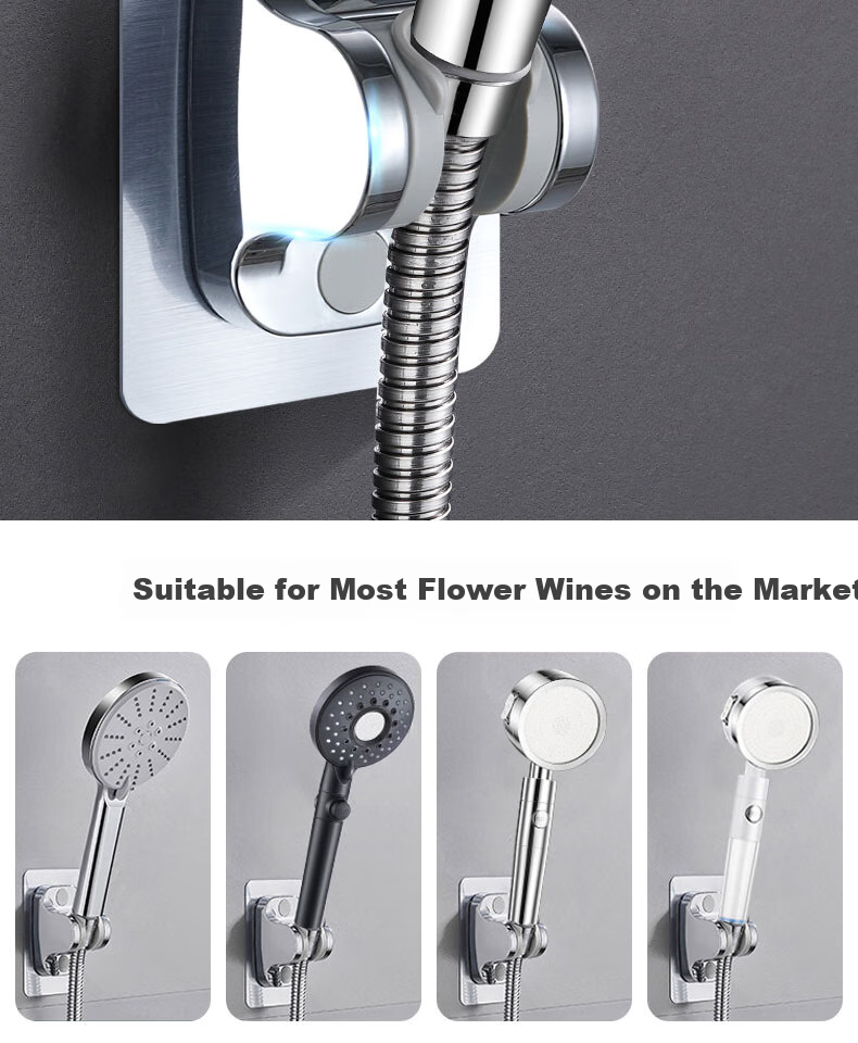 Cigeman Adjustable Shower Head Holder, No-Drill Shower Bracket, Bathroom Shower Accessory, Rain Shower Base 4
