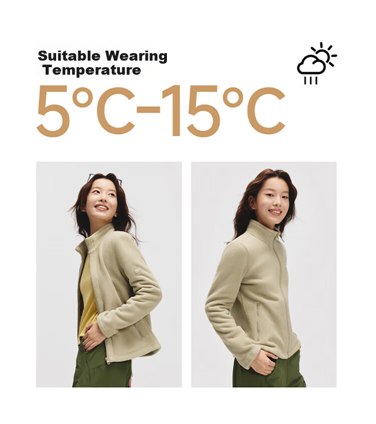 Beneunder Women's Fleece Jacket, Early Autumn New Style, Sherpa Casual Fleece Inner Layer, Outdoor Windproof Thin Jacket PM028 25