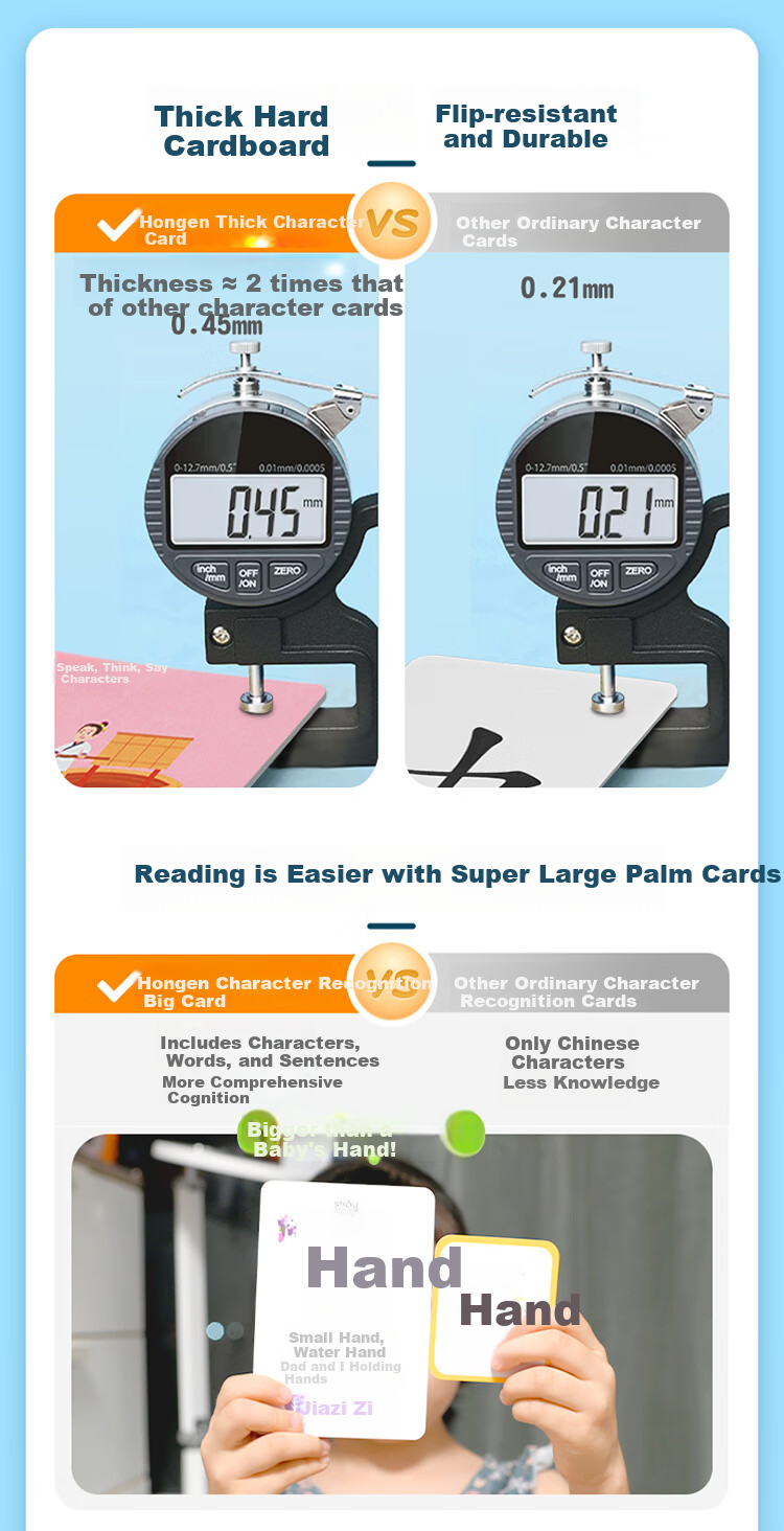 Hongen Reading And Writing Flashcards, 200 Characters, Early Education Enlightenment, Toys for Boys And Girls, Birthday And Back-To Gifts, Suitable for Ages 2+ 5