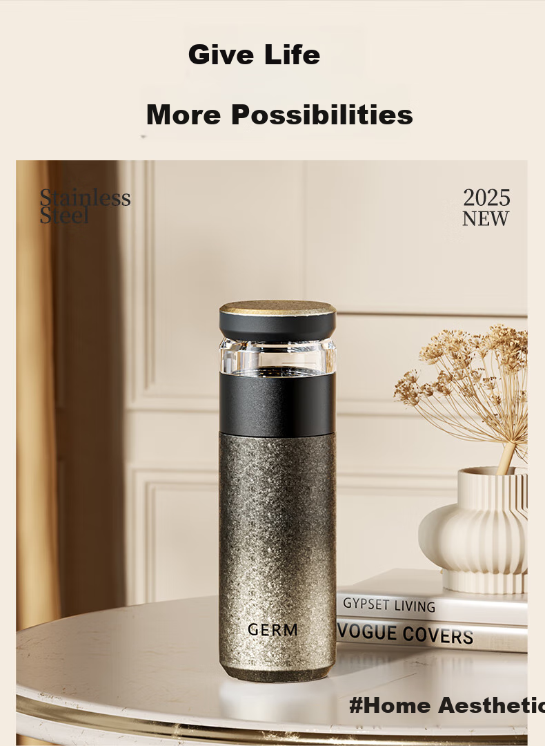 Germ Pure Titanium Insulated Water Bottle for Women Health Tea Separation Titanium Cup Valentine's Day Gift 450ML Dusty Pink 11