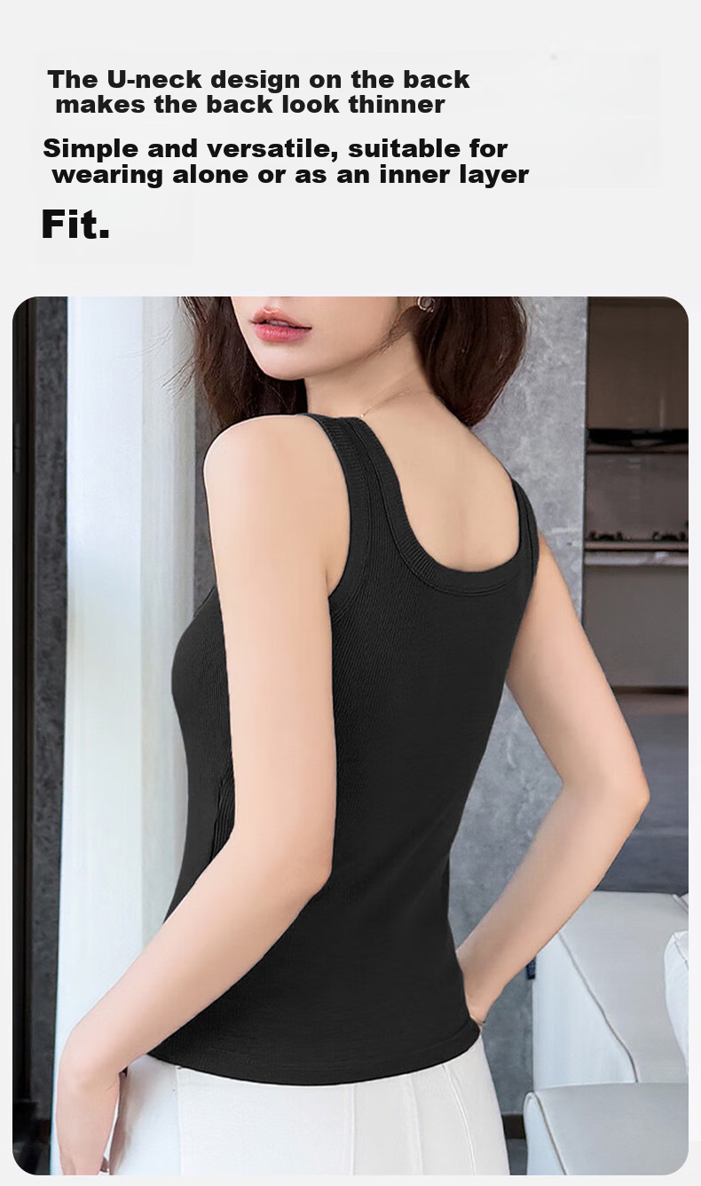 BOPRUIEY Women's Camisole Tank Top with Built-In Bra Pads, Thin Summer Undershirt, Sleeveless Sports Bralette for Layering Or Outer Wear 9