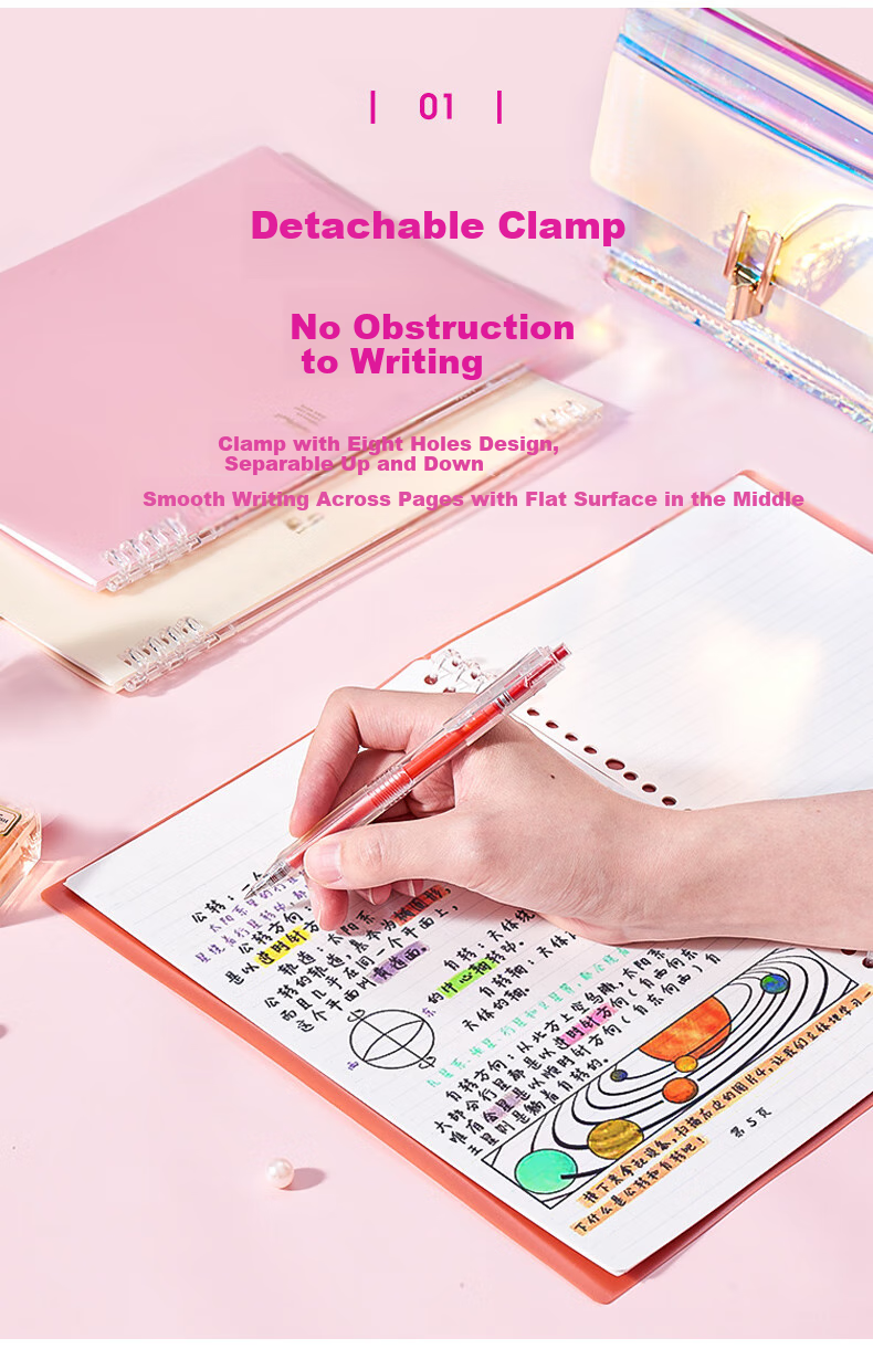 KINGJIM B5 Loose-Leaf Notebook, Business Office Student Journal, Diary, Spiral Notebook, Pearl White 9855TTE-GSR 3
