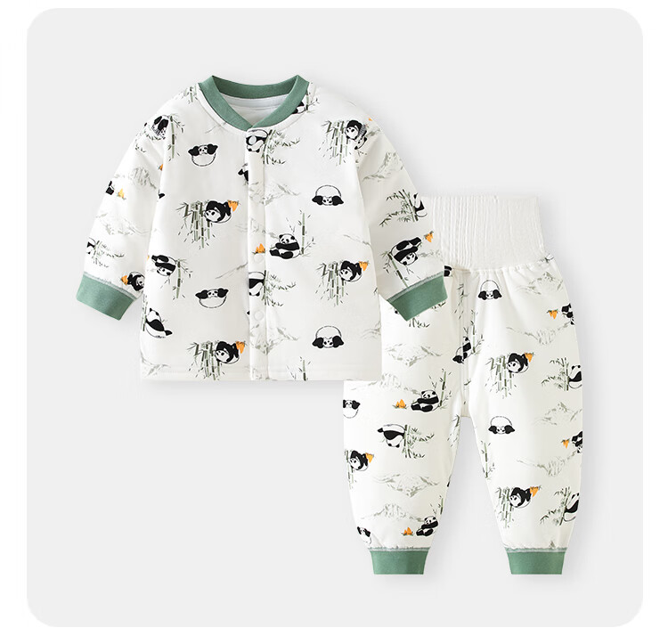 Qiaojiao Duck Children's Pajamas 40g Quilted Cotton Baby Clothes Set Newborn Warm Underwear Boys Girls Spring Autumn Winter 12