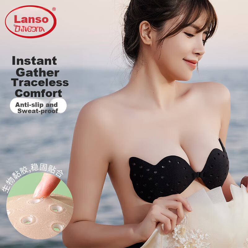 LangSha Small Chest Push-Up Bra, Prevents Sagging, Thin Style for Wedding Dresses, Strapless Breast Pads, Lifts And Pushes Up, Plus Size Formal Wear