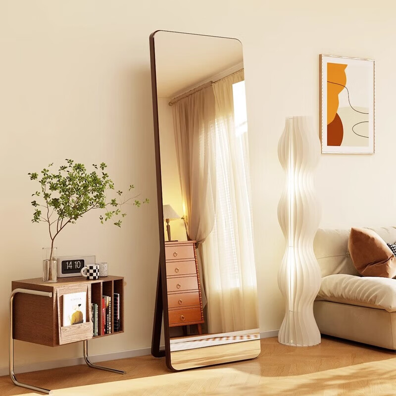 Qiyinge Solid Wood Full-Length Mirror Floor Mirror Home Use for Women Bedroom Dressing Mirror Clothing Store Fitting Mirror Wall-Mounted Large Mirror