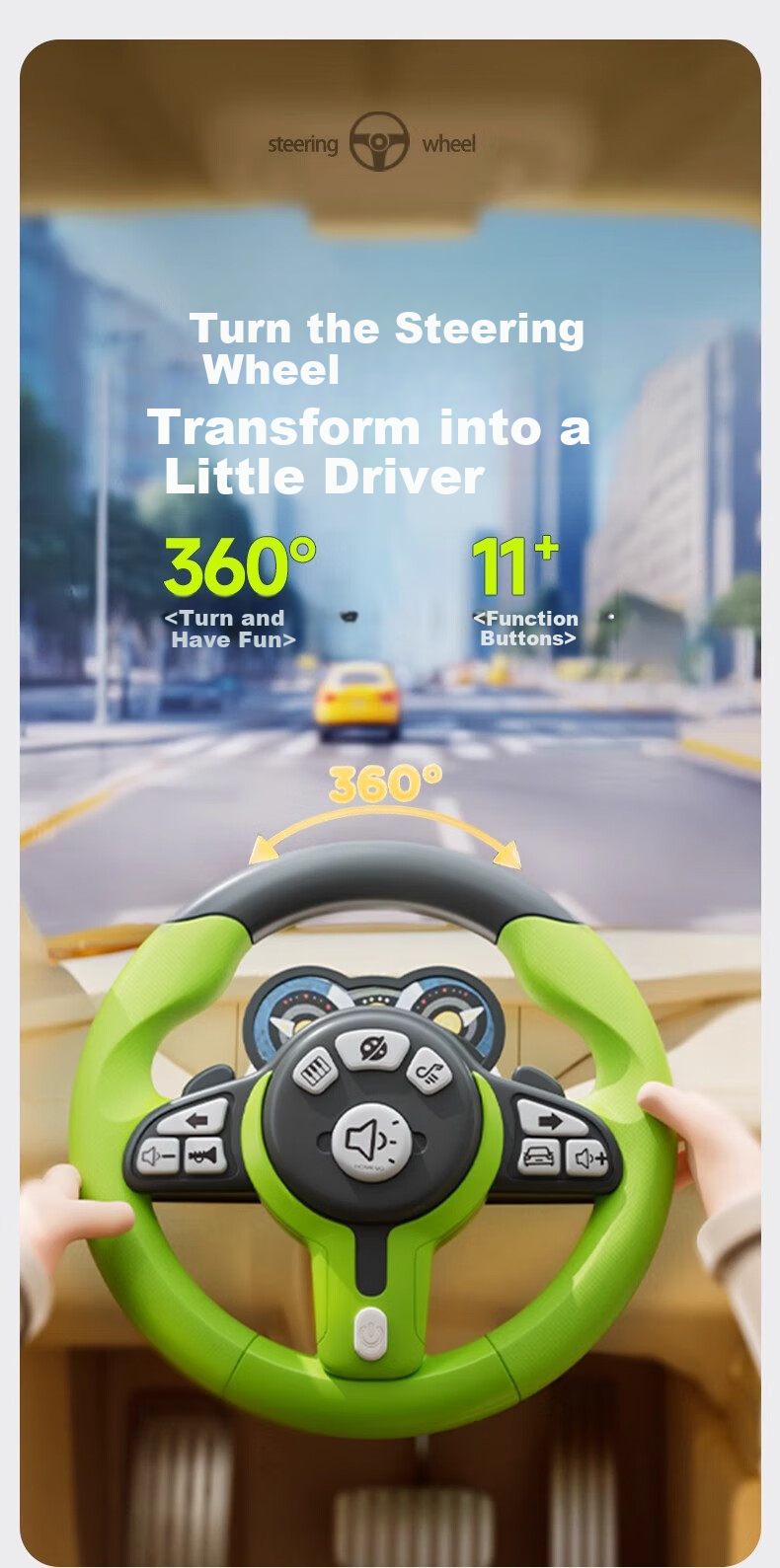 Mabaozibao Baby Car Steering Wheel Toy, Realistic Co-Driver Seat, Simulated Car for Toddlers And Young Children, Ages 1-3 Years Old 1