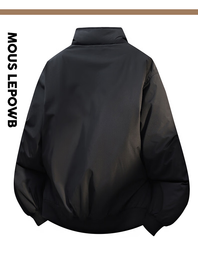 Mark Fairwhale Men's Cotton Jacket Autumn Winter Outdoor Casual Stand Collar Windproof Warm Cotton Coat Black 2XL 9