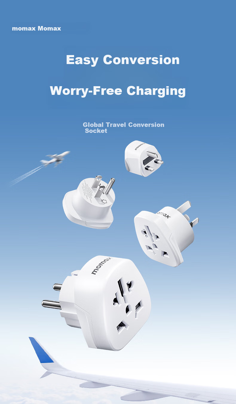 MOMAX European Standard Travel Socket/Adapter/power Converter Suitable for European Standard Regions (Germany, France, South Korea, Etc.) White 1