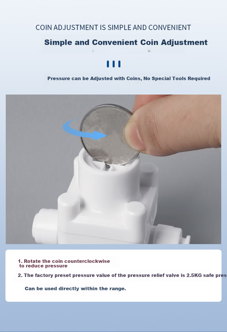 Jingwanhui Household Water Purifier Pressure Reducing Valve, 3/8 Inch PE Tube Pressure Regulator, RO Pure Water Machine Adjustable Pressure Anti-Water Hammer Quick Connector, W901 3