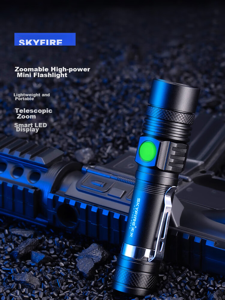 SkyFire Flashlight with High Brightness, Long Battery Life, Outdoor Survival, Super Bright, Rechargeable, Mini, Compact for Beach Combing 2